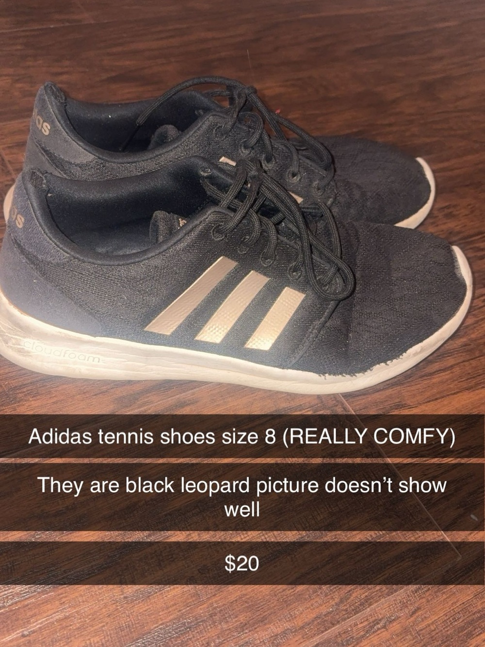 adidas Black Sneakers with Metallic Three-Stripes